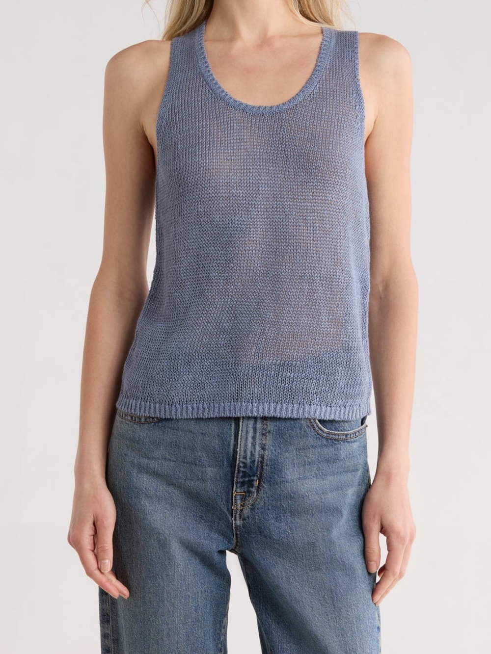 Vince beachy linen Light Blue Knit Scoop Neck Tank